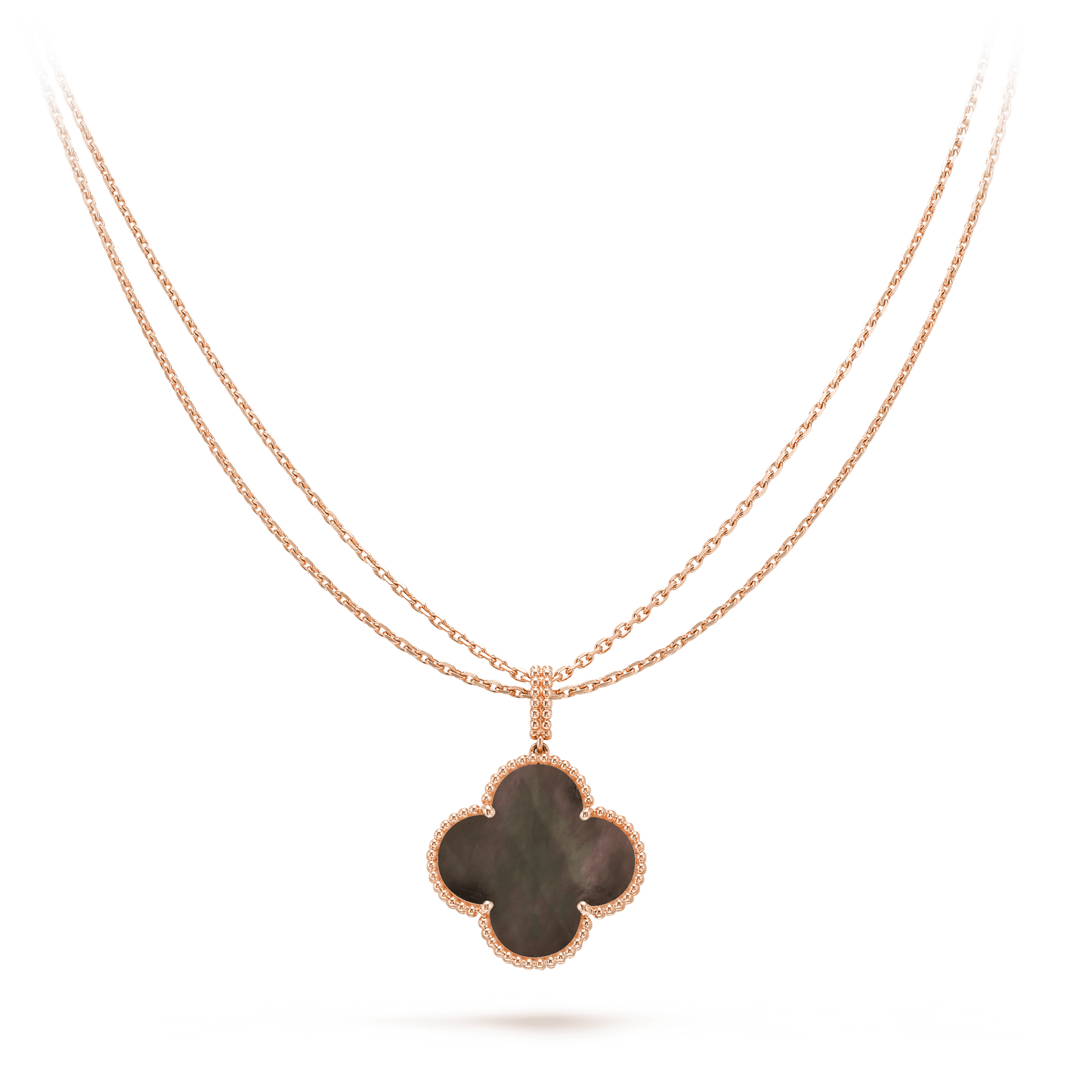 [Opulent Aurora]CLOVER 25MM GOLD DARK MOP BIG CLOVER NECKLACE