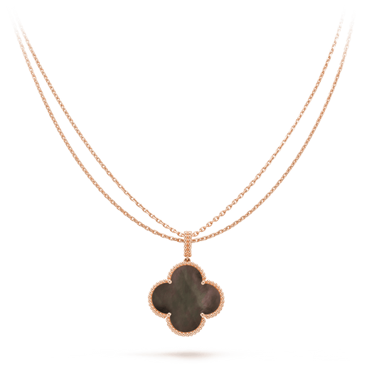 [Opulent Aurora]CLOVER 25MM GOLD DARK MOP BIG CLOVER NECKLACE