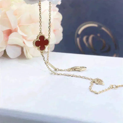 [Opulent Aurora]CLOVER  CARNELIAN SINGLE FLOWER BRACELET