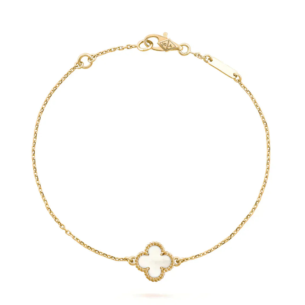 [Opulent Aurora]CLOVER WHITE MOP SINGLE FLOWER BRACELET