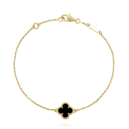 [Opulent Aurora]CLOVER ONYX SINGLE FLOWER BRACELET