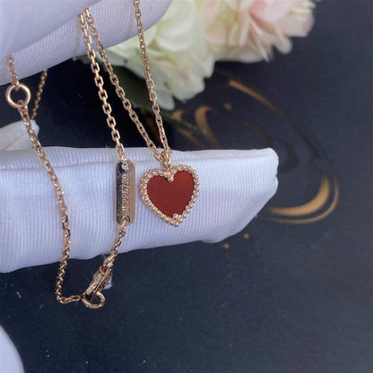 [Opulent Aurora]SWEET CLOVER CARNELIAN HEART NECKLACE