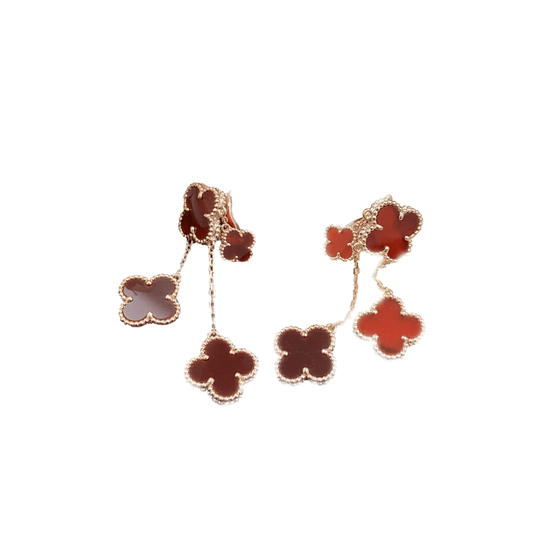 [Opulent Aurora]CLOVER EARRINGS CARNELIAN 4 MOTIFS PINK GOLD