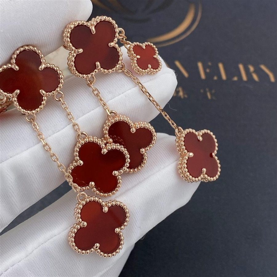 [Opulent Aurora]CLOVER EARRINGS CARNELIAN 4 MOTIFS PINK GOLD