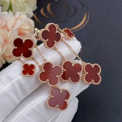 [Opulent Aurora]CLOVER EARRINGS CARNELIAN 4 MOTIFS PINK GOLD