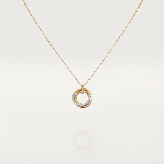 [Opulent Aurora]TRINITY NECKLACE SILVER GOLD PINK GOLD DIAMONDS