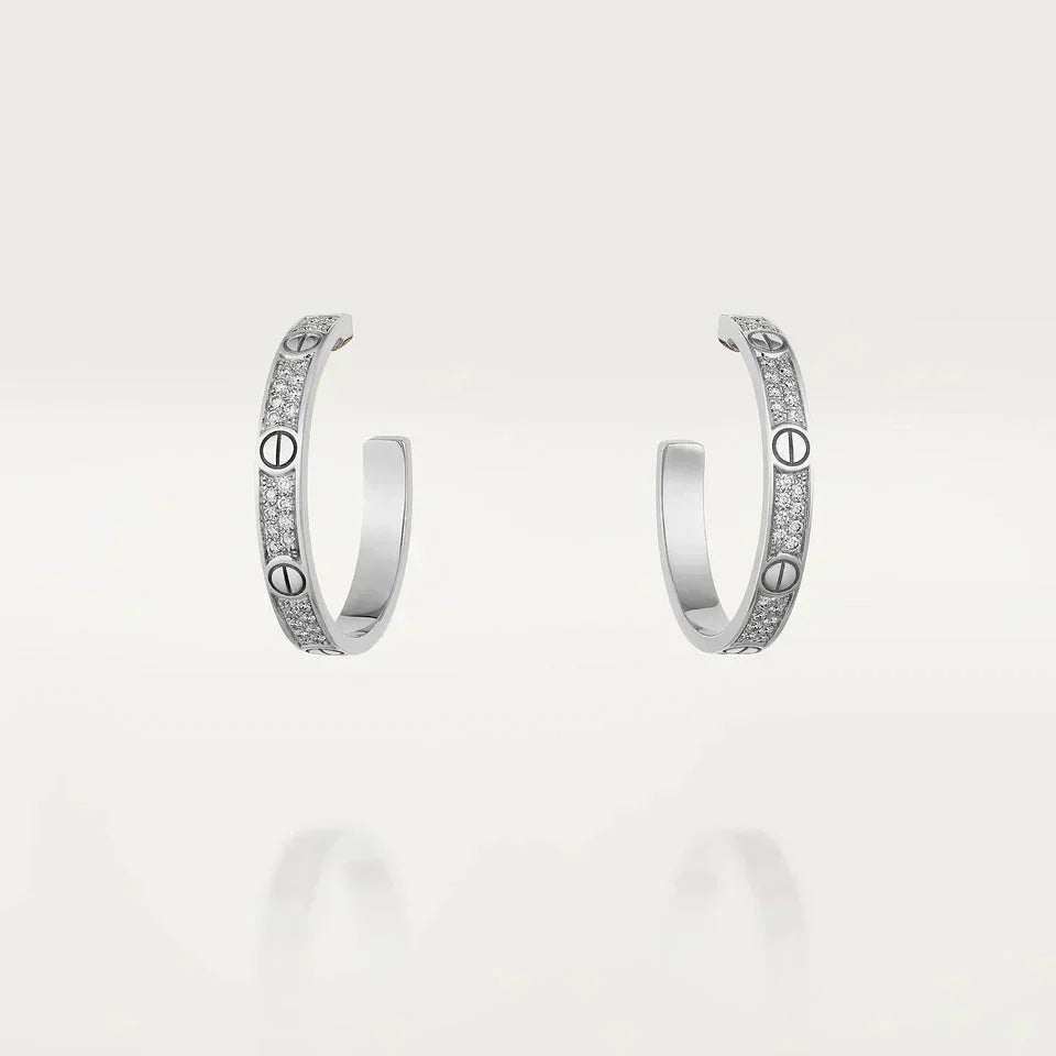 [Opulent Aurora]LOVE DIAMOND SILVER HOOP EARRINGS