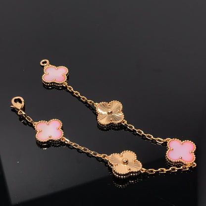 [Opulent Aurora]CLOVER BRACELET 5 MOTIF PINK AND PINK GOLD