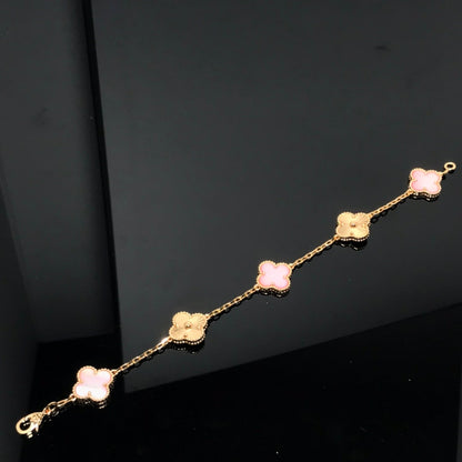 [Opulent Aurora]CLOVER BRACELET 5 MOTIF PINK AND PINK GOLD