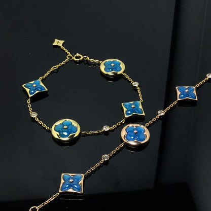 [Opulent Aurora]STAR AND SUN 4 MOTIF BLUE BRACELET