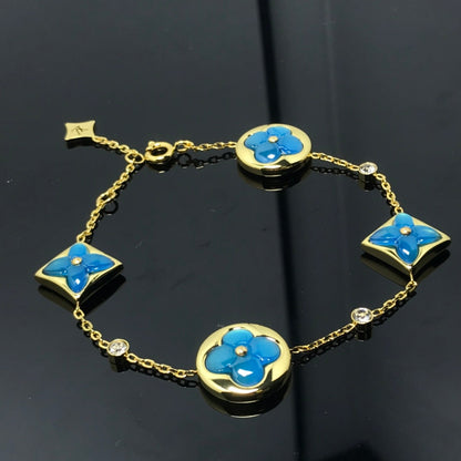 [Opulent Aurora]STAR AND SUN 4 MOTIF BLUE BRACELET