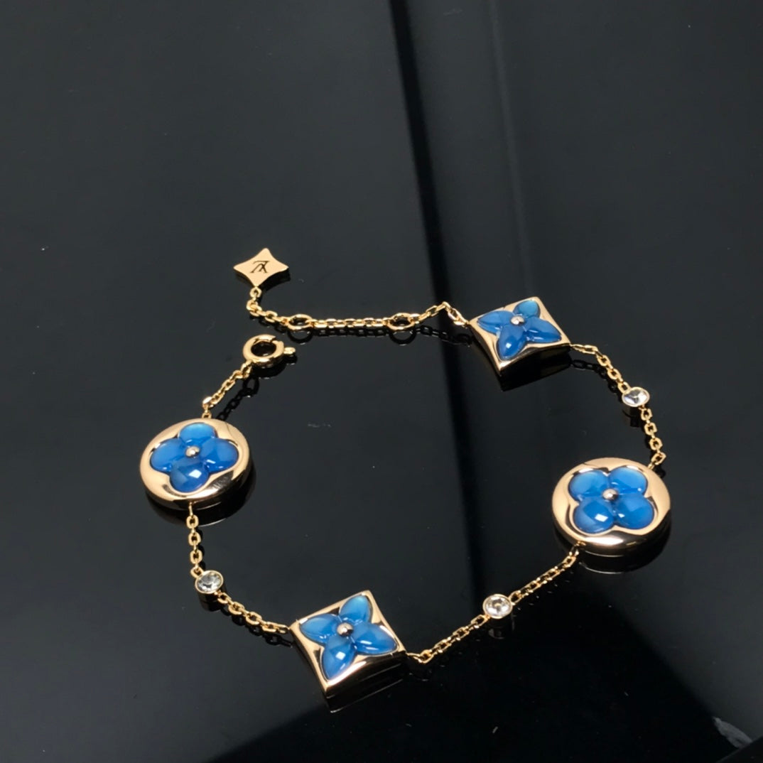 [Opulent Aurora]STAR AND SUN 4 MOTIF BLUE BRACELET