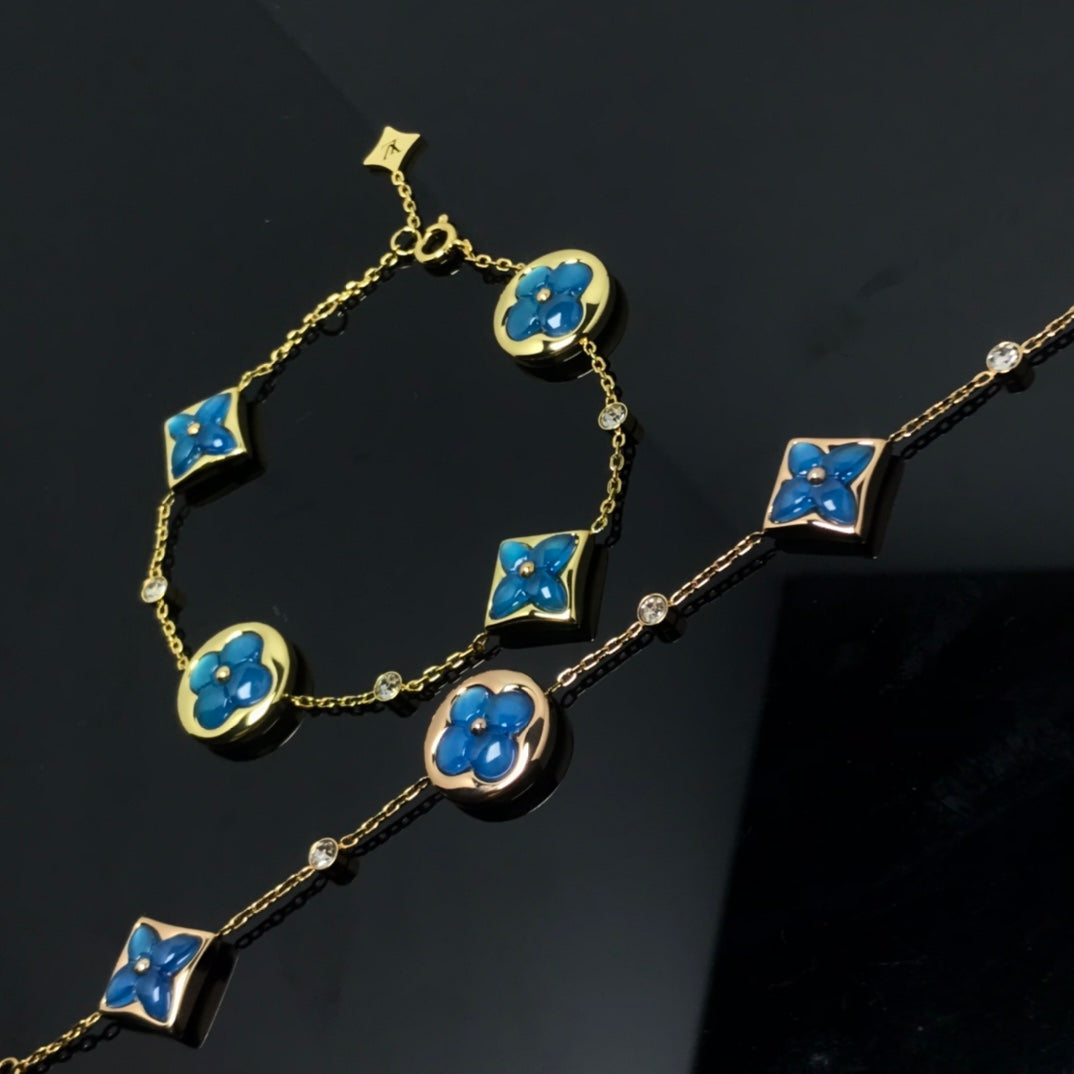 [Opulent Aurora]STAR AND SUN 4 MOTIF BLUE BRACELET