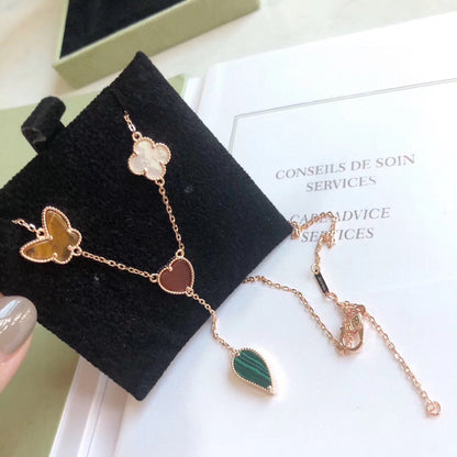 [Opulent Aurora]LUCKY SPRING 4 MOTIFS ROSE GOLD NECKLACE