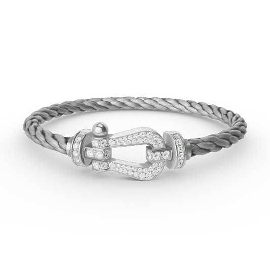 [Opulent Aurora]FORCE LARGE HORSESHOE FULL DIAMOND BRACELET SILVER