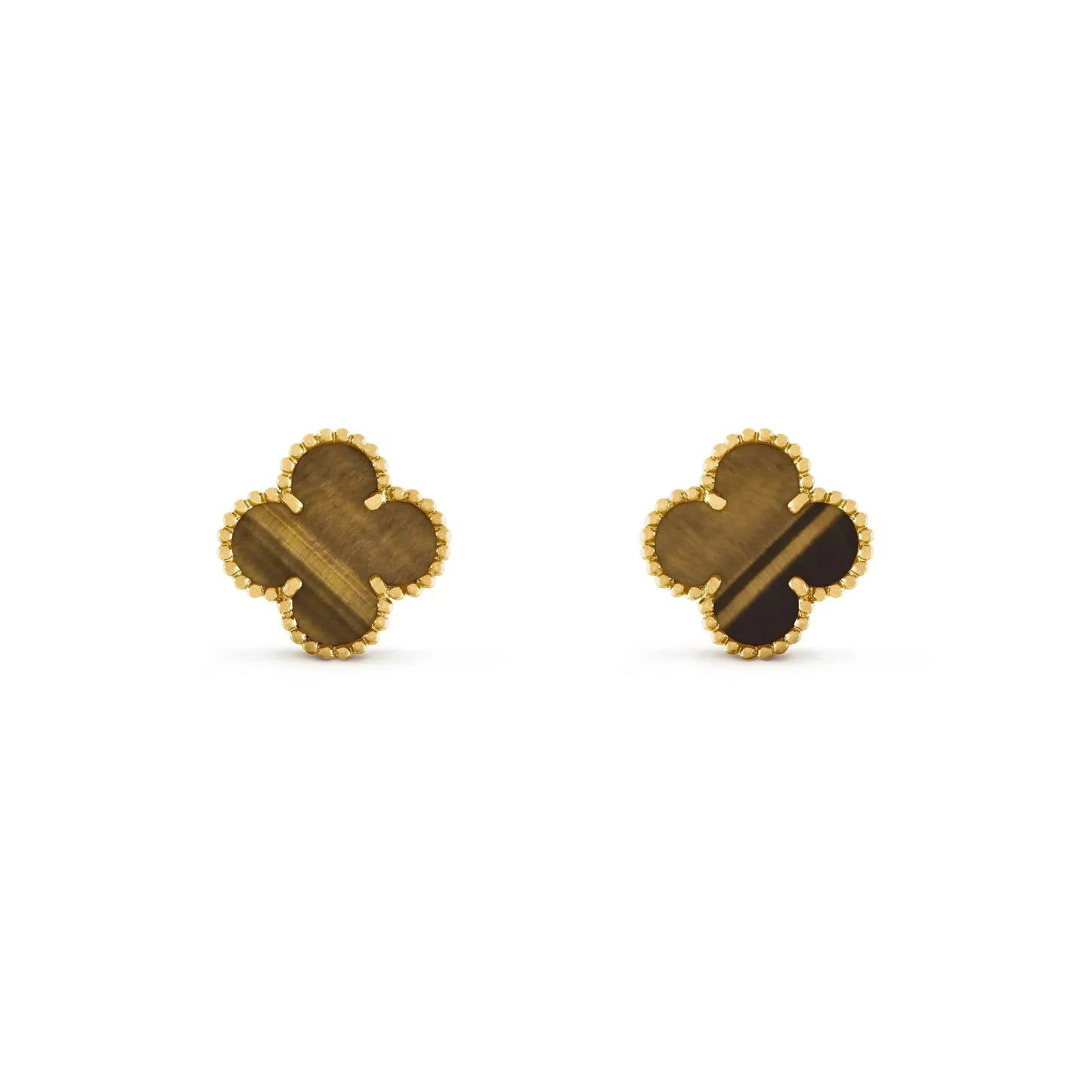 [Opulent Aurora]CLOVER MEDIUM 1 MOTIFS TIGER EYE EARRINGS