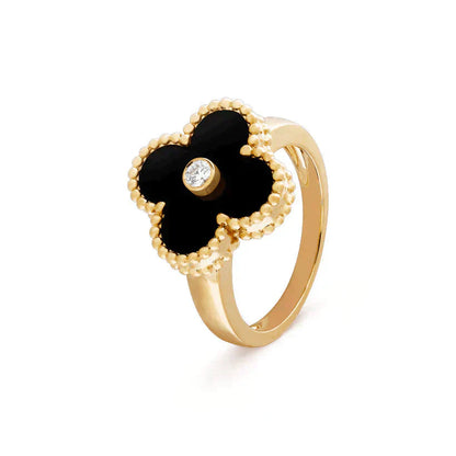 [Opulent Aurora]CLOVER ONYX RING GOLD DIAMOND